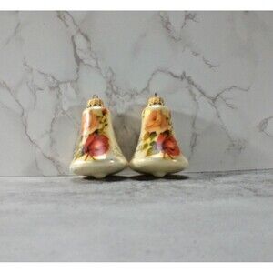 Vintage Krebs Christmas Ornaments Glass Bell Floral Roses Glitter Lot of 2 READ